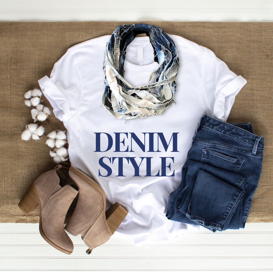Collier foulard lamelles de jeans Modèle unique - Fait main