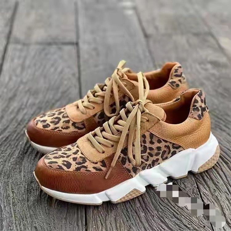 Chaussures basses décontractées à plateforme Léopard