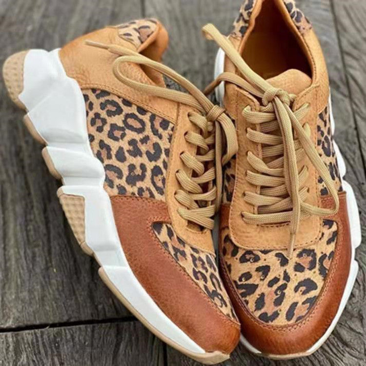 Chaussures basses décontractées à plateforme Léopard