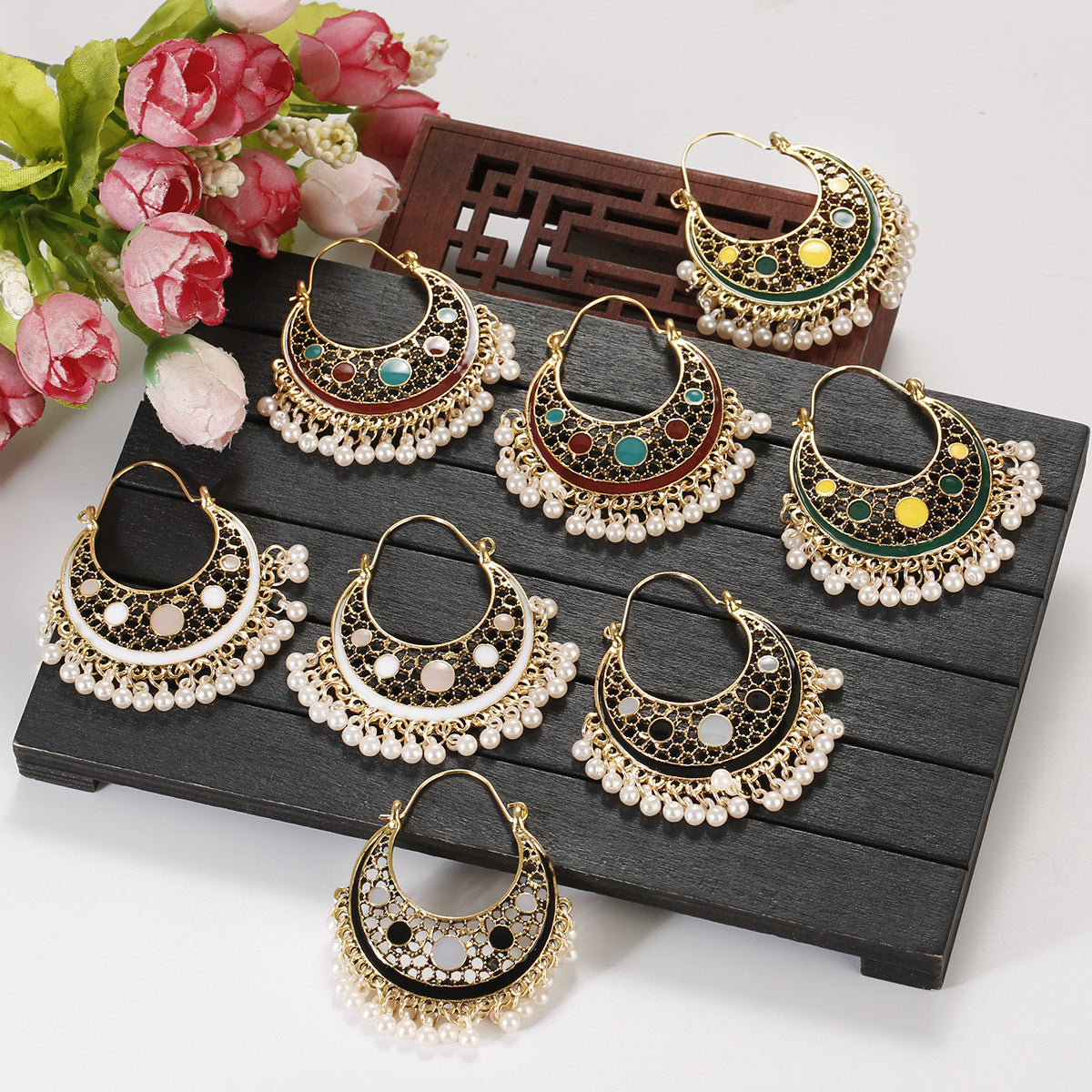 Boucles d'oreilles style bohème ethnique rétro indien exotique