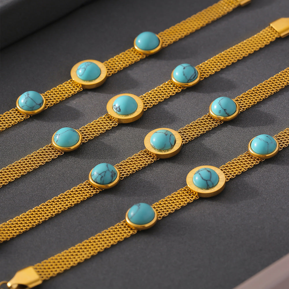 Bracelet macarons turquoises chiffres romains