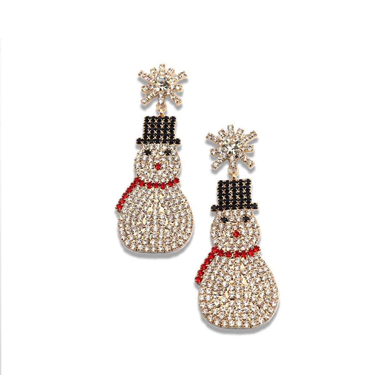 Boucles d'oreilles bonhomme de neige mode de Noël mignon strass Doré ou argenté