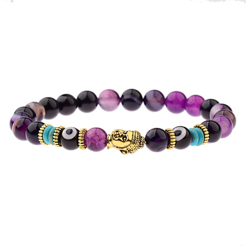 Bracelet élastique avec pierres énergétiques, tête de Bouddha 12 variantes