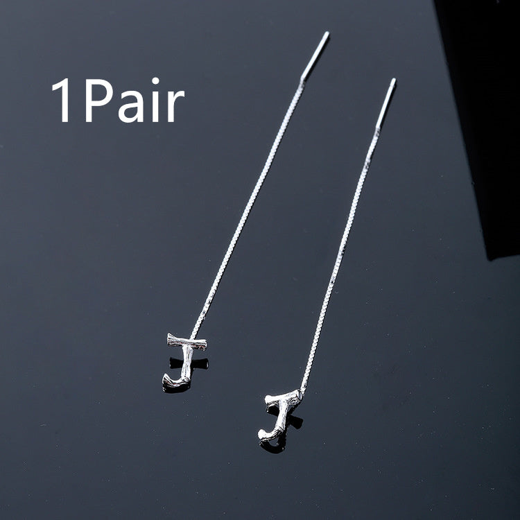 Boucles d'oreilles pendantes en argent sterling 925 - 26 lettres