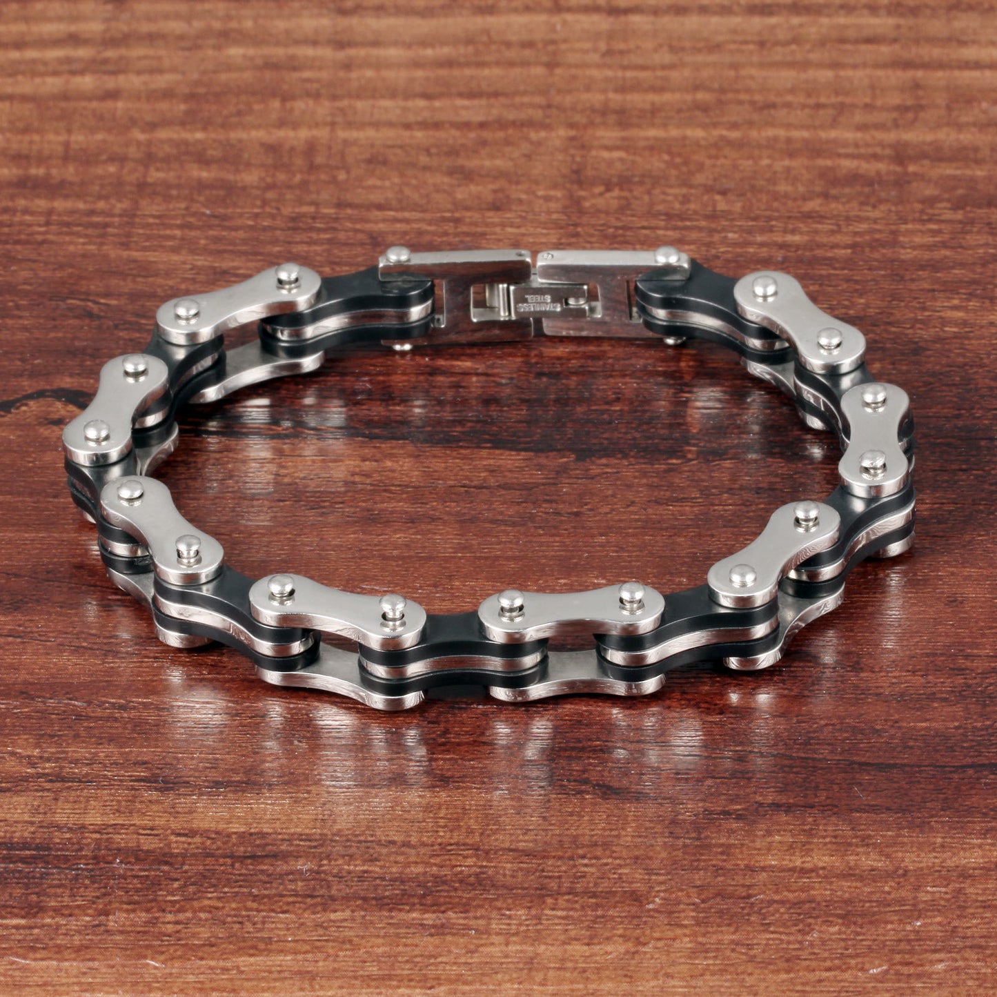 Bracelet chaîne de vélo en acier titane  Or /noir ou Argent/ noir sans strass