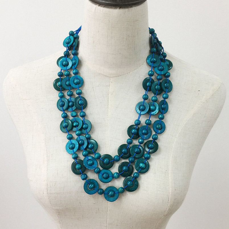 Collier multicouche de style ethnique en coquille noix de coco 12 coloris