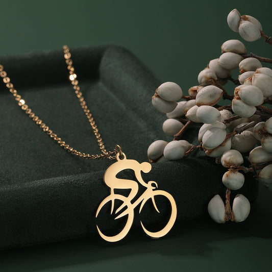 Collier de cyclisme en acier inoxydable pour hommes et femmes Or ou Argent