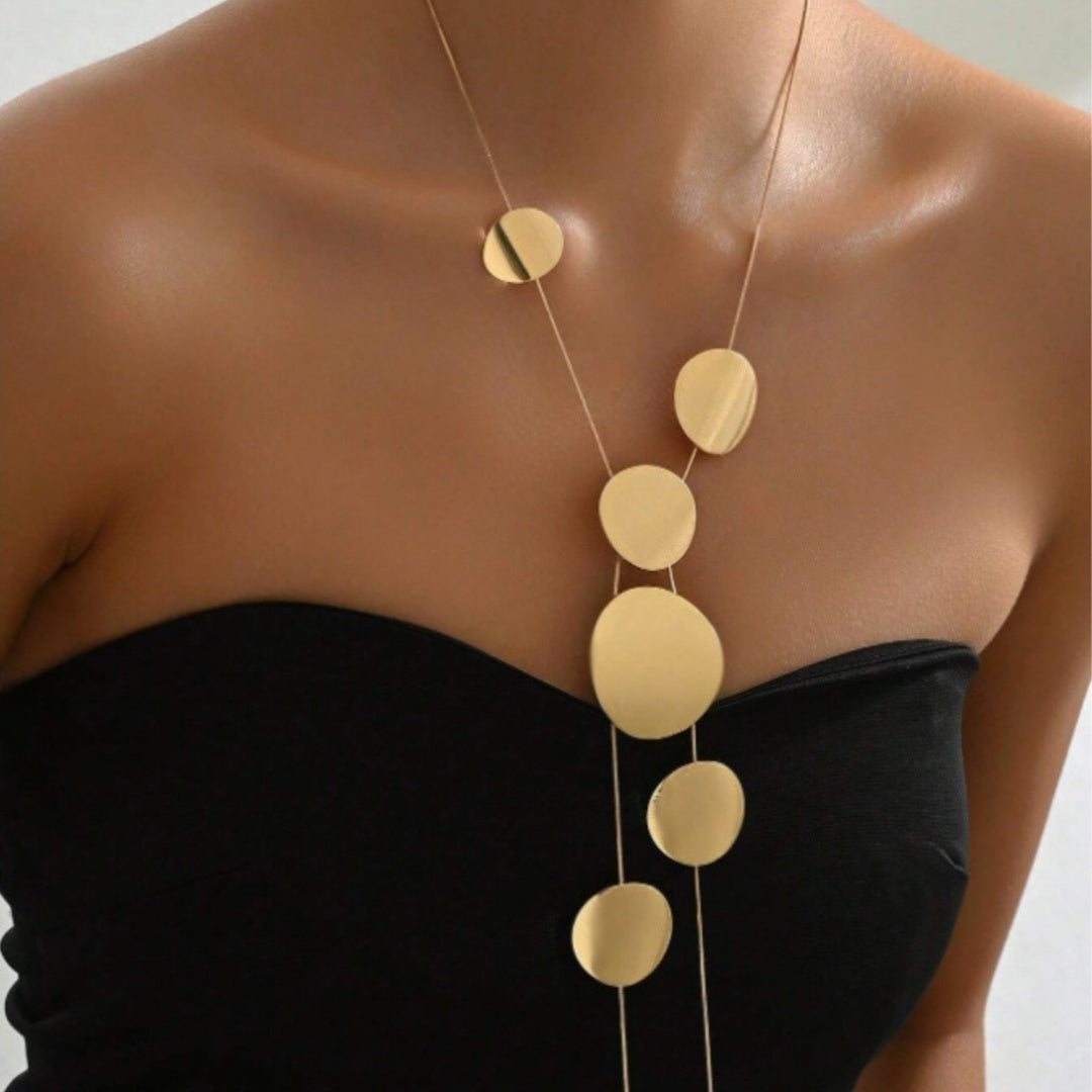 Collier chaîne long et tendance, tout-en-un - 2 modèles - couleur or ou argent