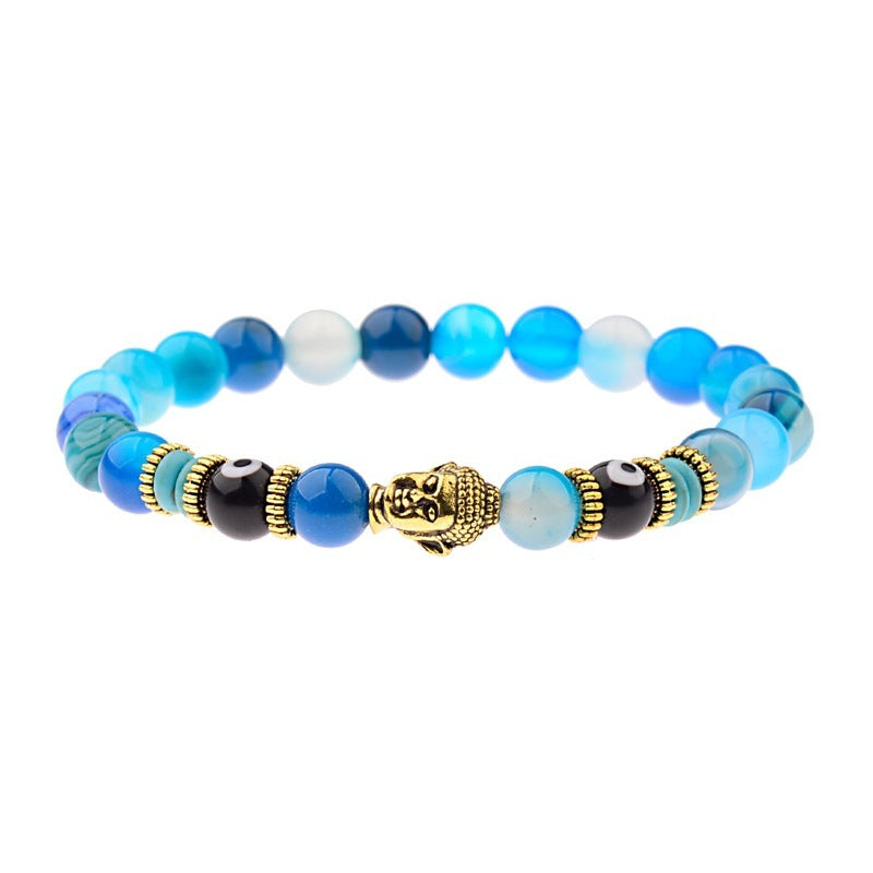 Bracelet élastique avec pierres énergétiques, tête de Bouddha 12 variantes