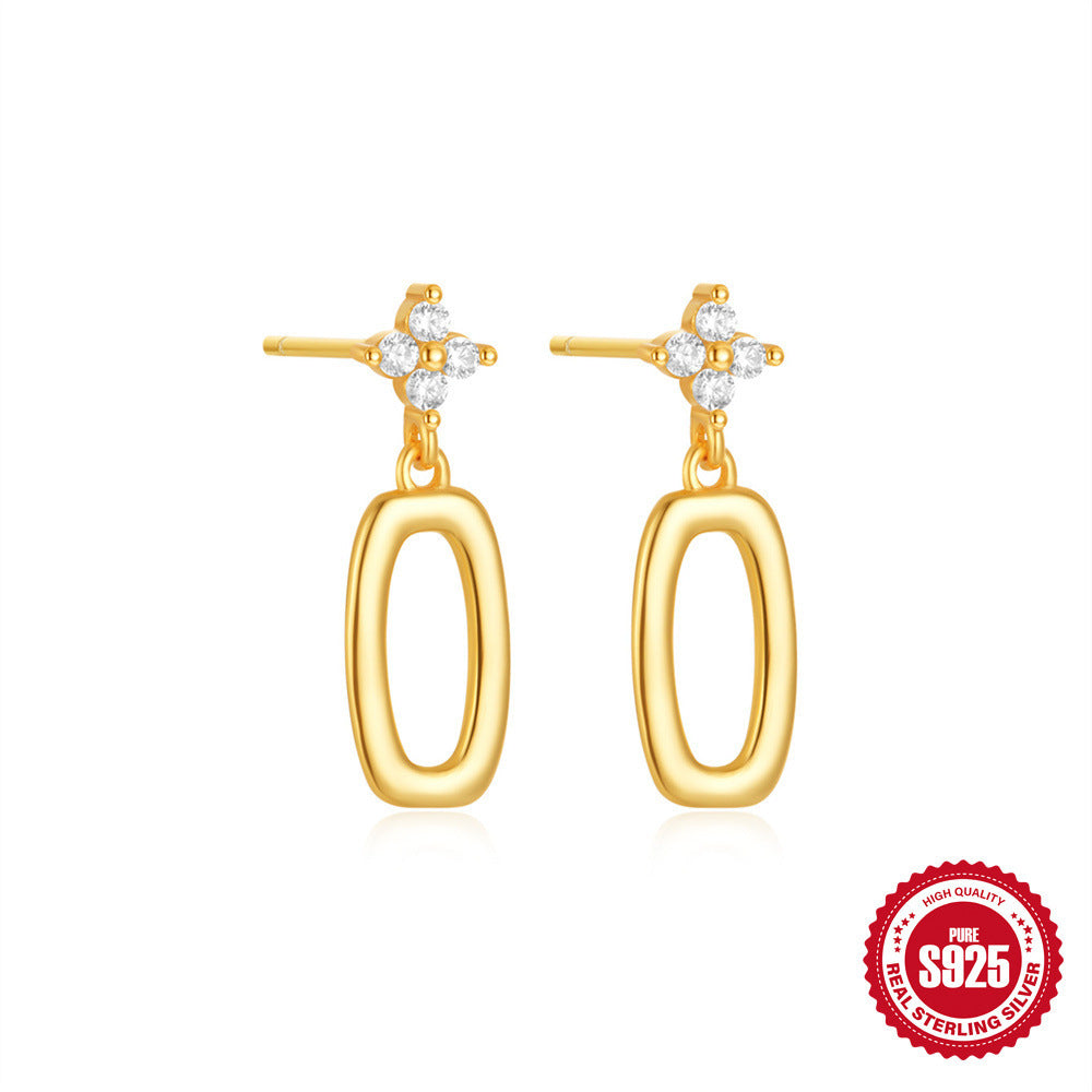 Boucles d'oreilles tendance en argent sterling avec cœur et pétales zircon