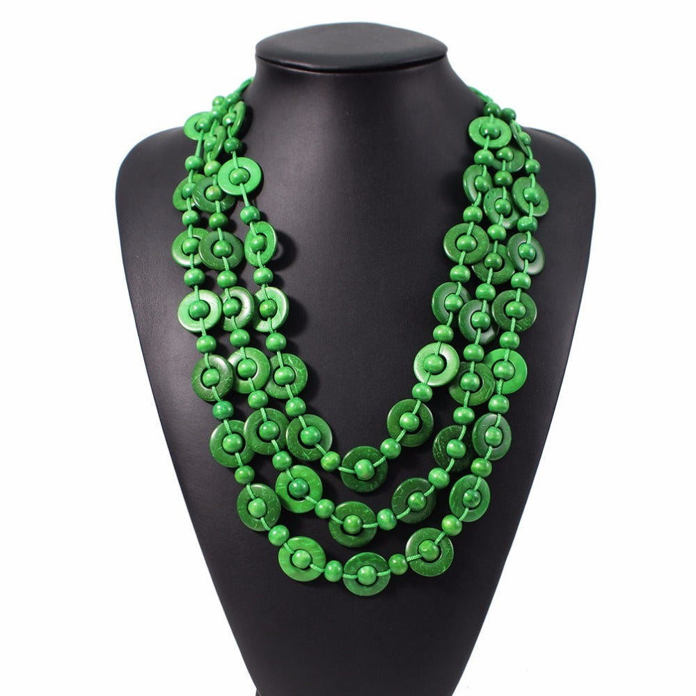 Collier multicouche de style ethnique en coquille noix de coco 12 coloris