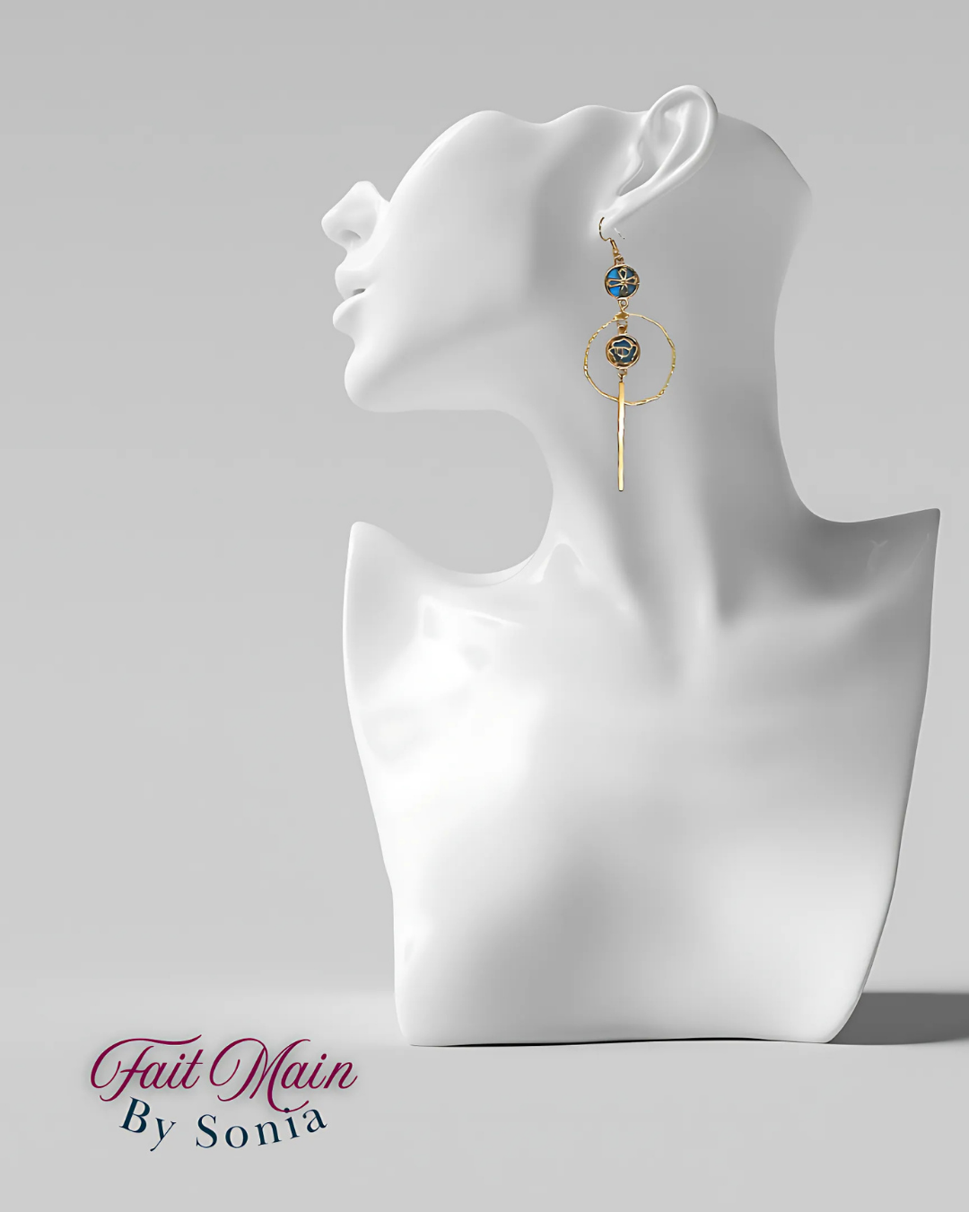 Boucles d'oreilles dépareillées  fait main - Modèle unique