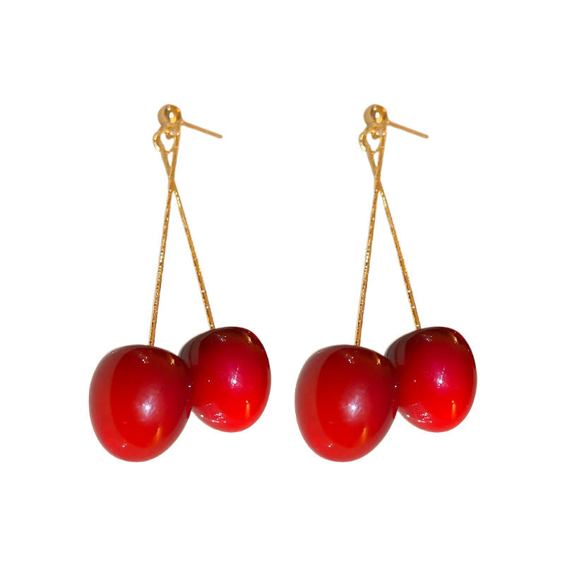 Boucles d'oreilles cerises en acrylique rouge