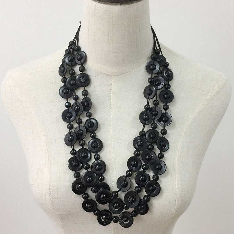Collier multicouche de style ethnique en coquille noix de coco 12 coloris