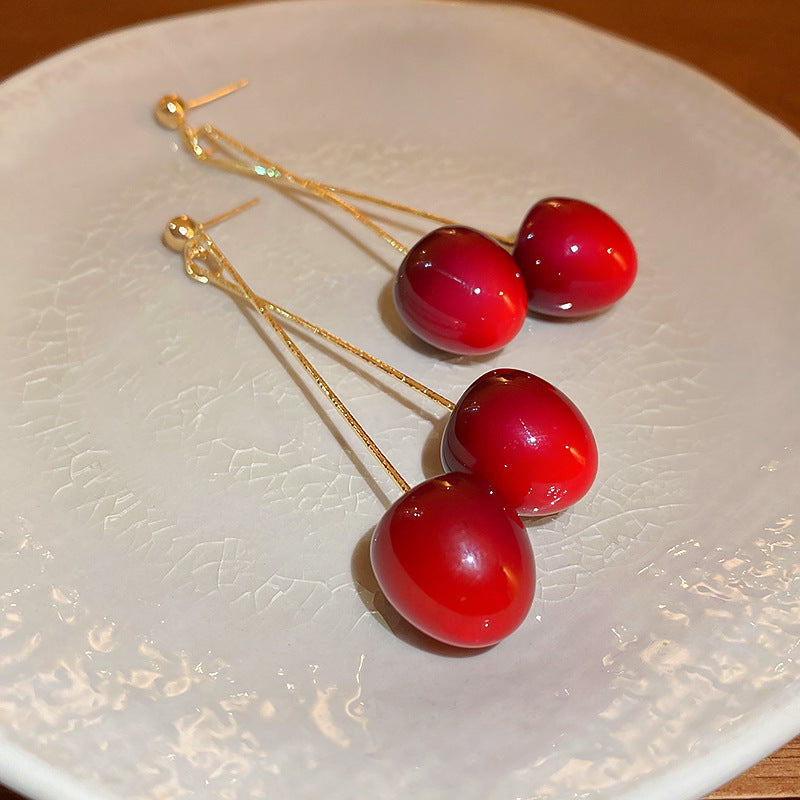 Boucles d'oreilles cerises en acrylique rouge