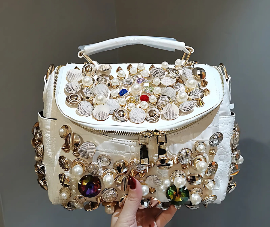 Sac à bandoulière en strass et perles 3 coloris