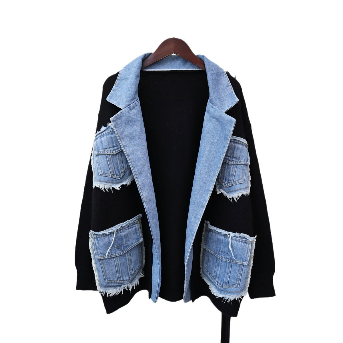 Veste pull en denim taille unique 3 coloris