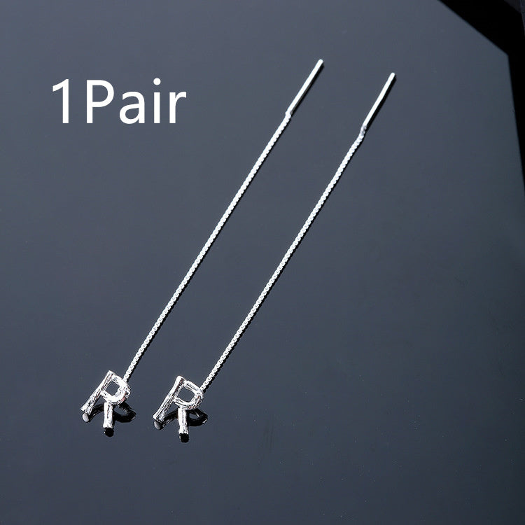 Boucles d'oreilles pendantes en argent sterling 925 - 26 lettres