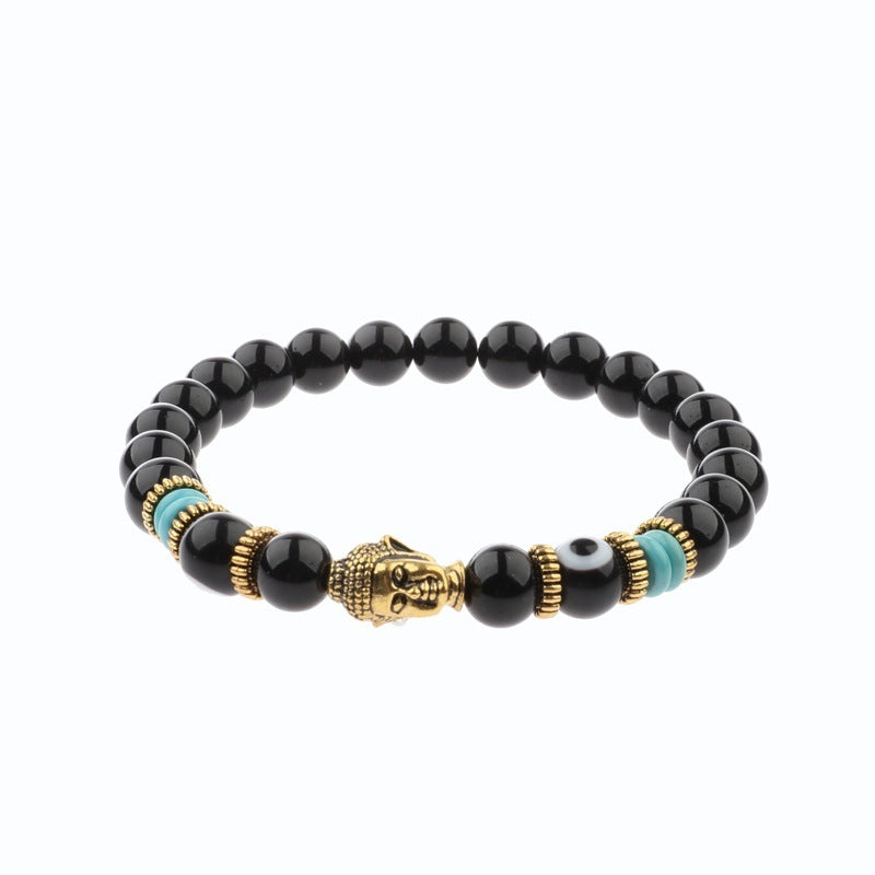 Bracelet élastique avec pierres énergétiques, tête de Bouddha 12 variantes