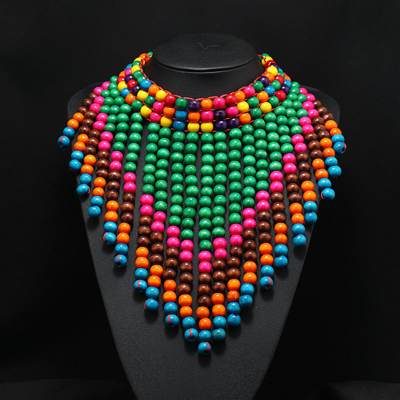 Collier en perles de bois 7 coloris