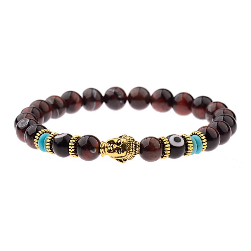 Bracelet élastique avec pierres énergétiques, tête de Bouddha 12 variantes