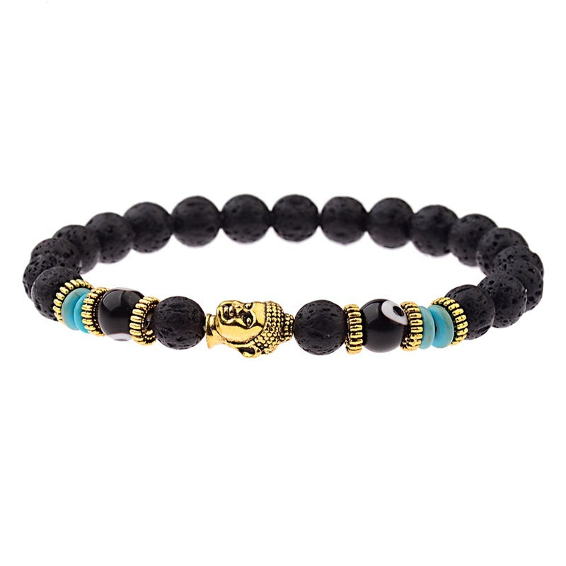 Bracelet élastique avec pierres énergétiques, tête de Bouddha 12 variantes