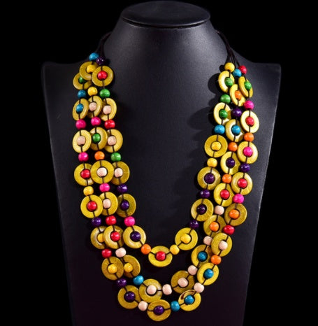 Collier multicouche de style ethnique en coquille noix de coco 12 coloris