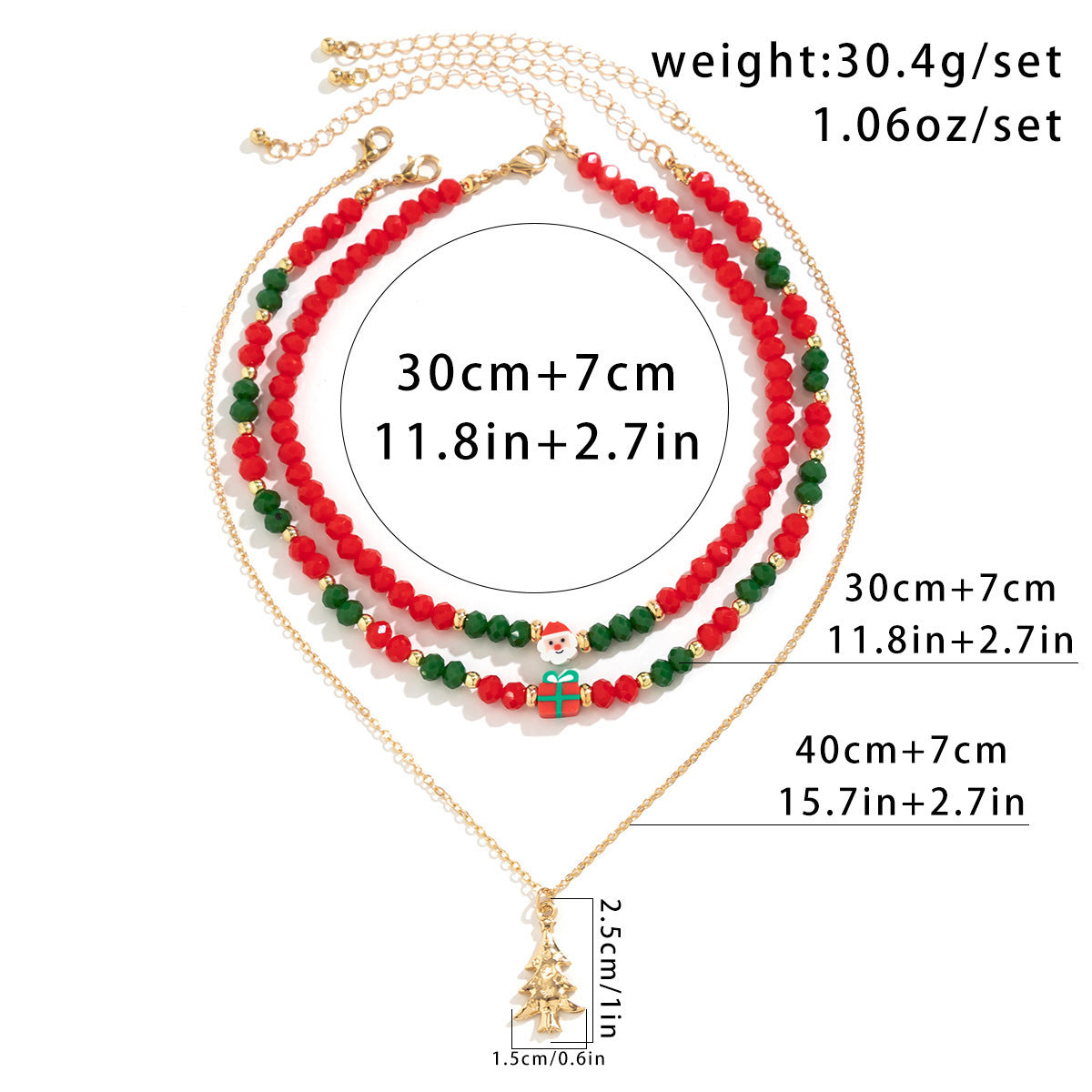 Sets de Colliers de perles pour femme Cadeau de Noël Bonhomme de neige Ornement en cristal imitation