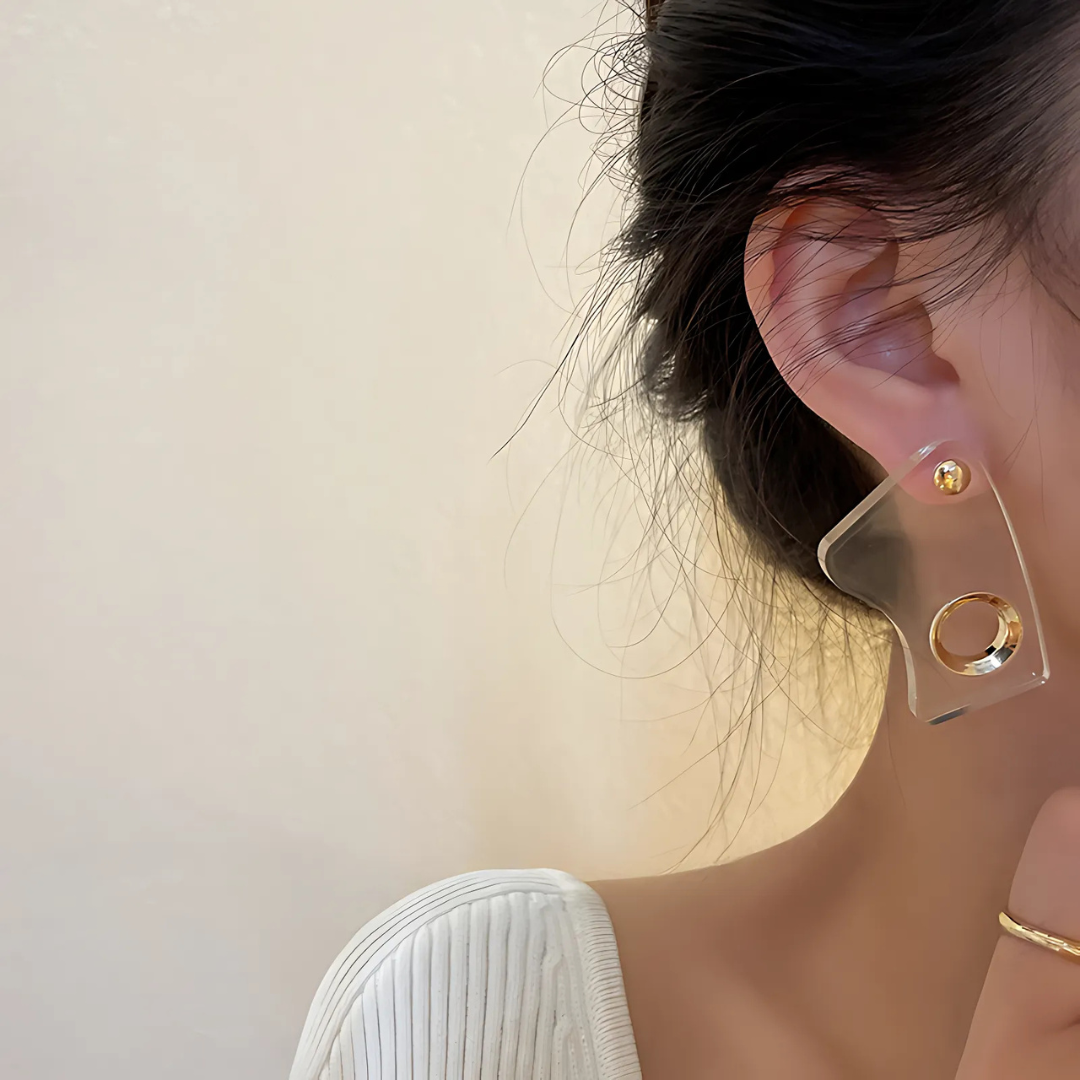 Boucles d'oreilles géométriques originales en acrylique