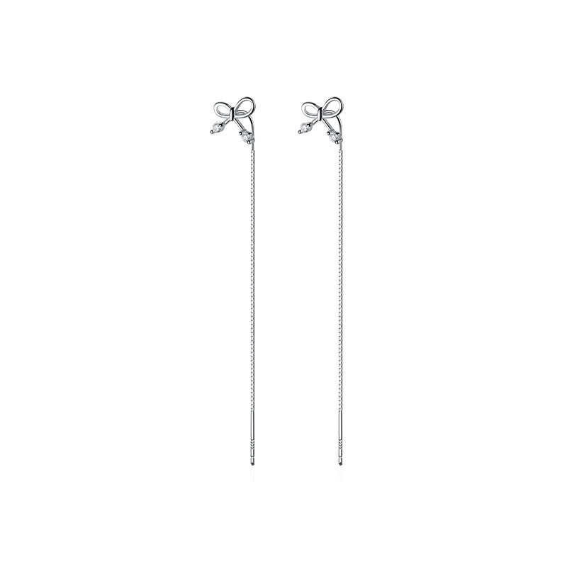 Boucles d'oreilles pendantes en argent S925 avec nœud