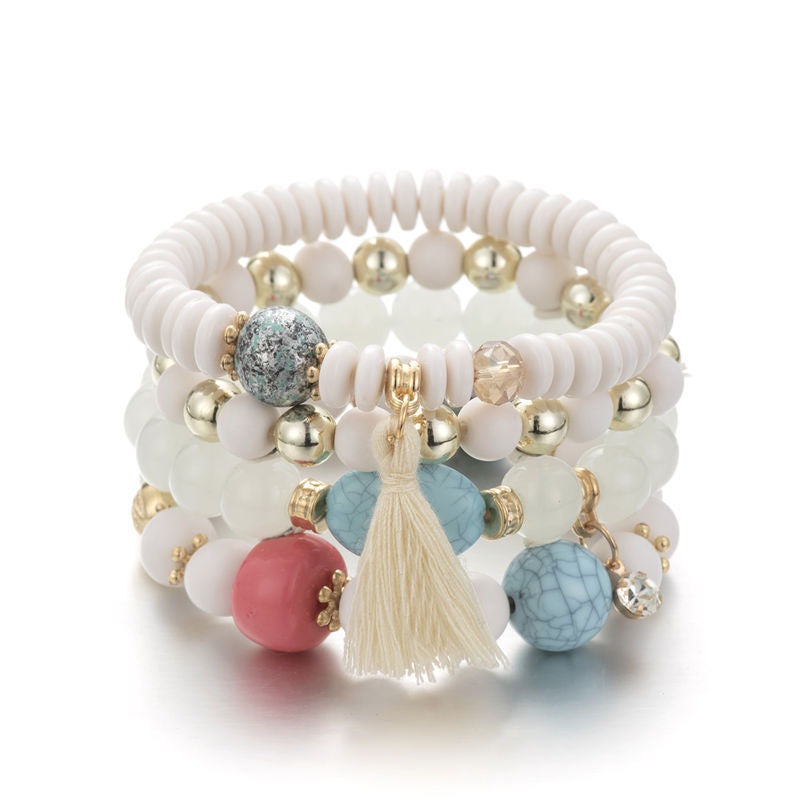 Bracelet multicouches en perles colorées style bohème 5 coloris