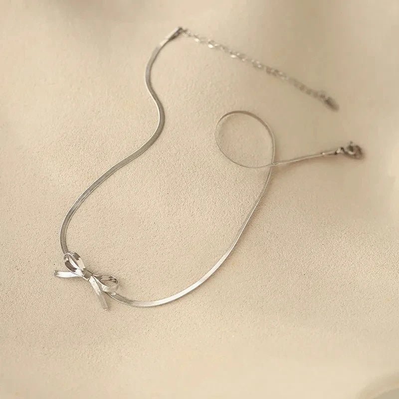 Nouveaux bijoux tendance collier chaîne de serpent en acier inoxydable noeud Collier/Bracelet/Boucles d'oreilles ou set - Argent ou Or