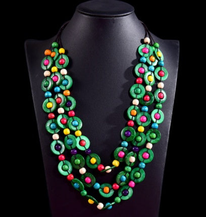 Collier multicouche de style ethnique en coquille noix de coco 12 coloris