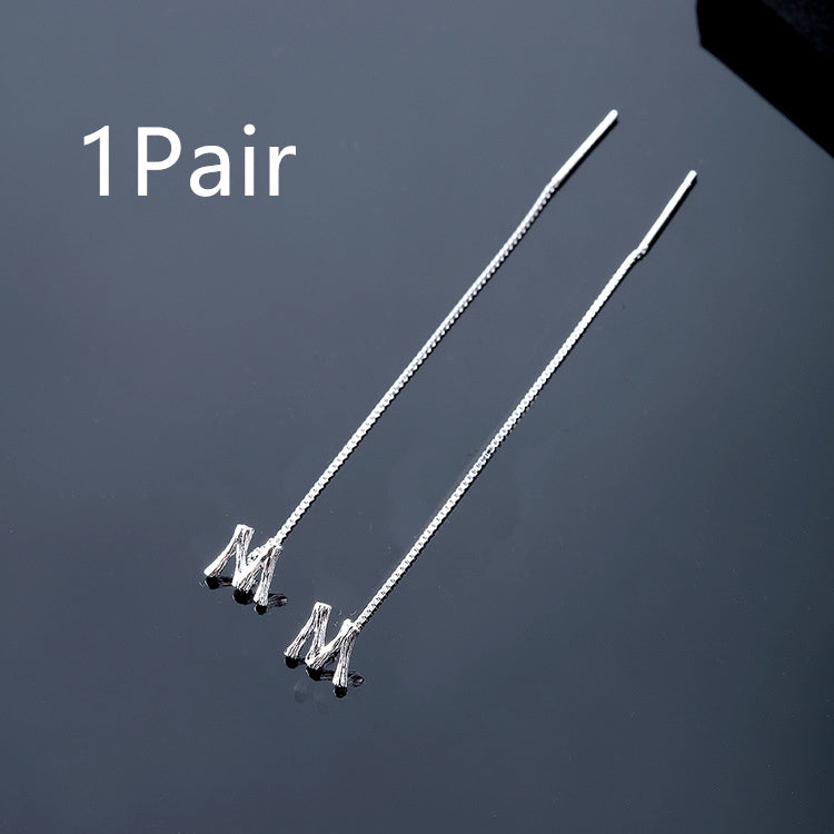 Boucles d'oreilles pendantes en argent sterling 925 - 26 lettres