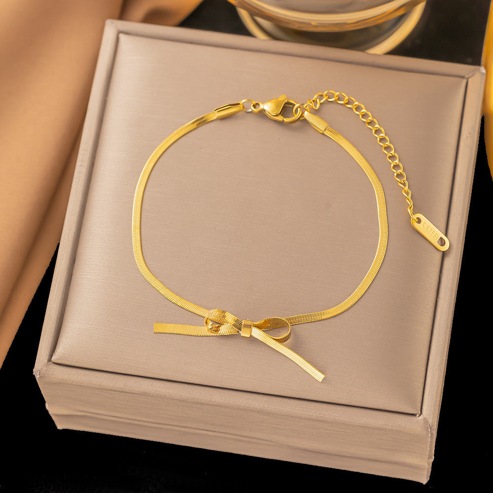 Nouveaux bijoux tendance collier chaîne de serpent en acier inoxydable noeud Collier/Bracelet/Boucles d'oreilles ou set - Argent ou Or
