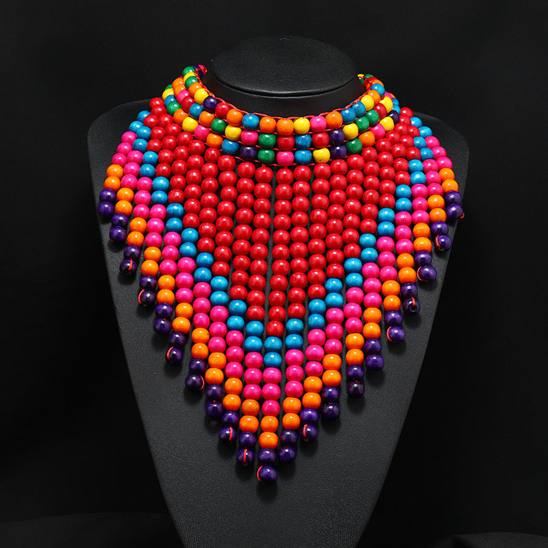 Collier en perles de bois 7 coloris