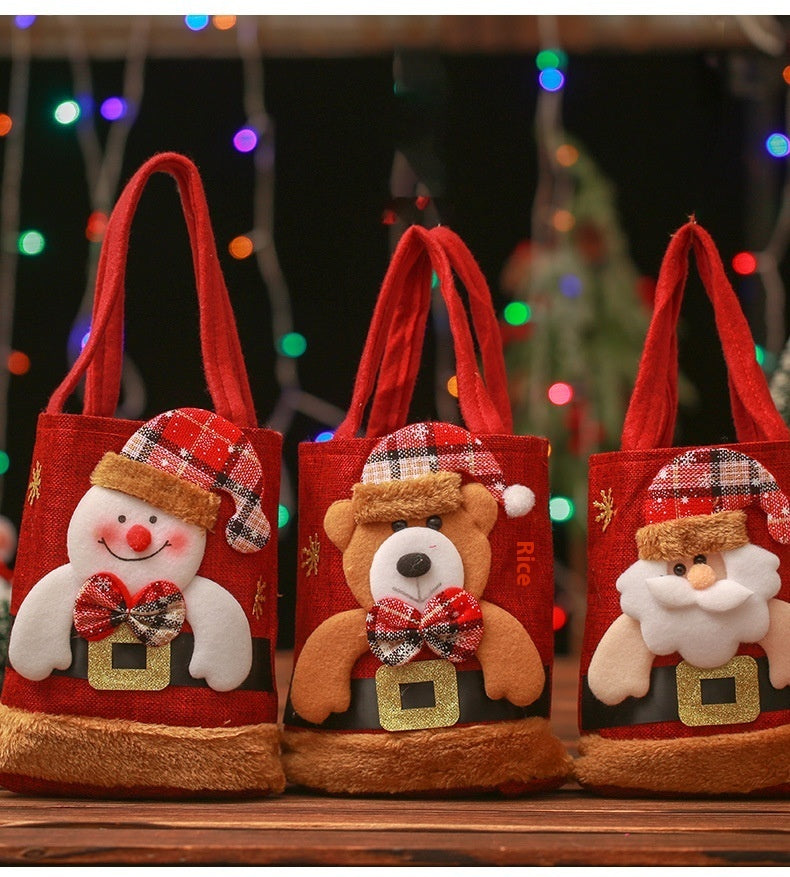 Sac fourre-tout cadeau de Noël pour enfants, sac à main drôle créatif de père Noël Elk bonhomme de neige ours | petit arbre de Noël | sacs de décoration