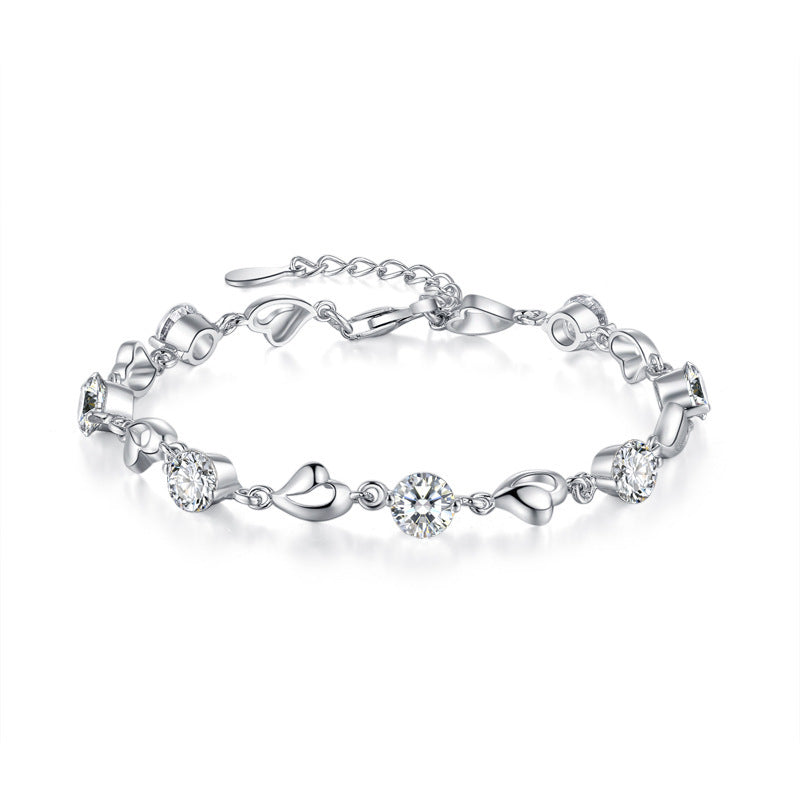 Bracelet simple en argent pur cœur