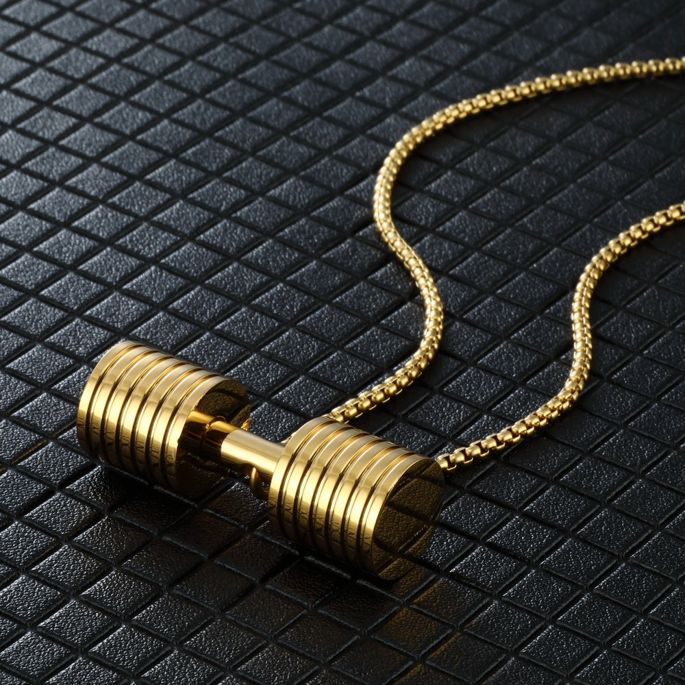 Collier avec pendentif haltère acier inoxydable