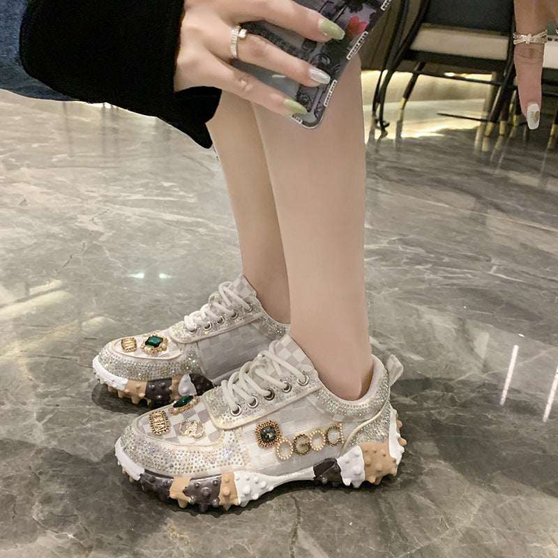Chaussures décontractées avec lettres en bijoux 3 modèles différents