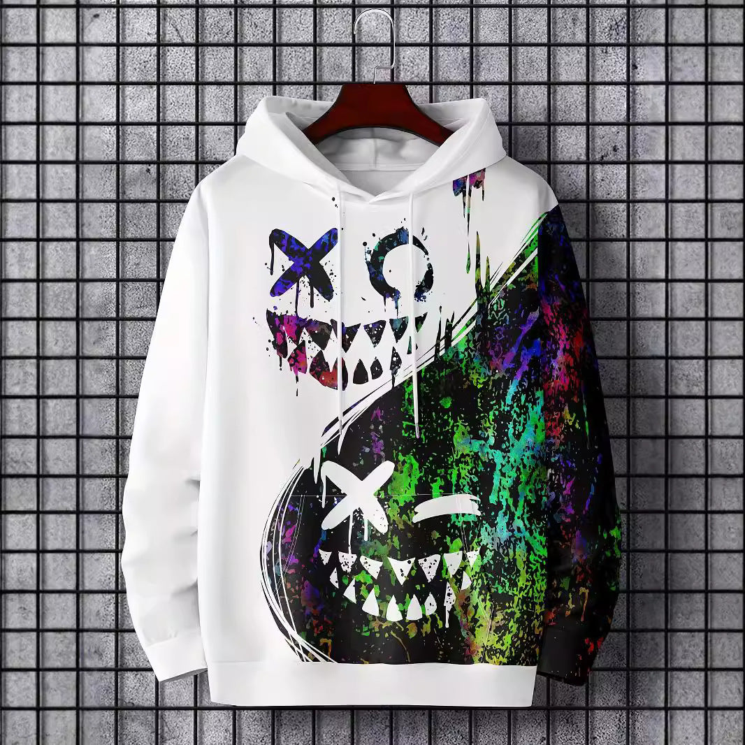 Pull à capuche à manches longues et motif numérique 3D de S à 5XL