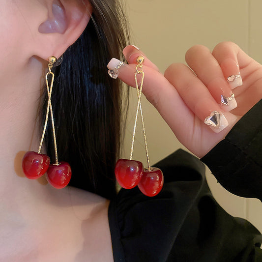 Boucles d'oreilles cerises en acrylique rouge