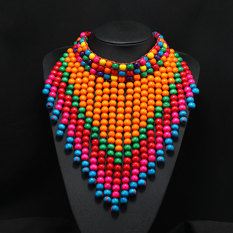 Collier en perles de bois 7 coloris