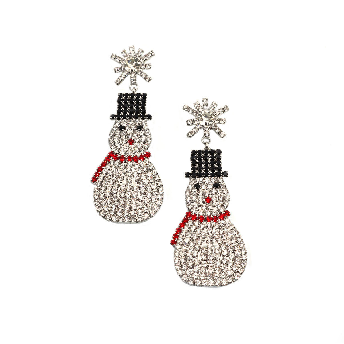 Boucles d'oreilles bonhomme de neige mode de Noël mignon strass Doré ou argenté