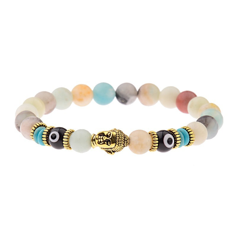 Bracelet élastique avec pierres énergétiques, tête de Bouddha 12 variantes