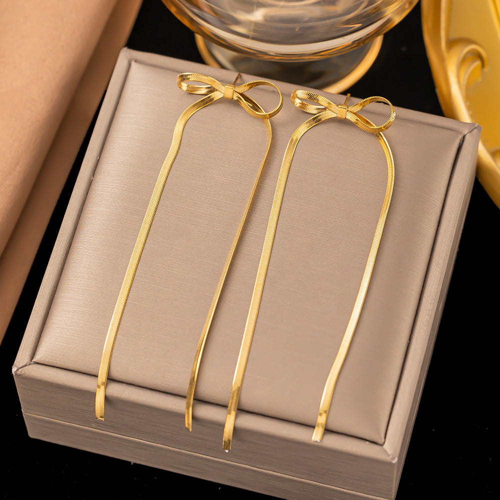 Nouveaux bijoux tendance collier chaîne de serpent en acier inoxydable noeud Collier/Bracelet/Boucles d'oreilles ou set - Argent ou Or