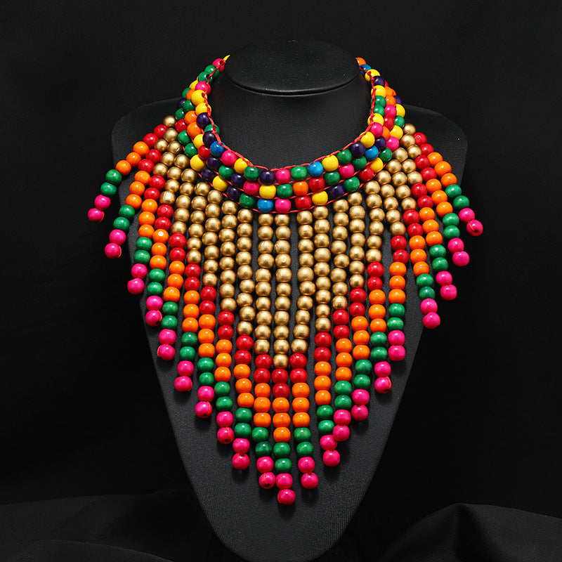 Collier en perles de bois 7 coloris