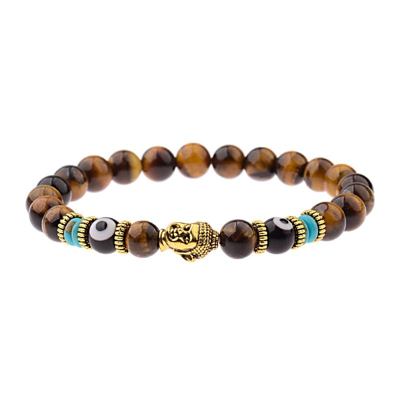 Bracelet élastique avec pierres énergétiques, tête de Bouddha 12 variantes