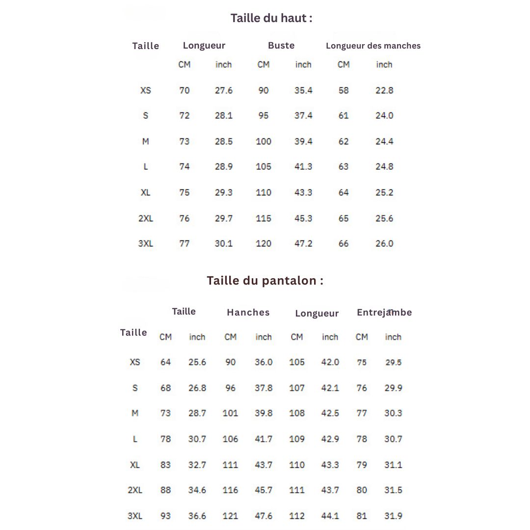 Ensemble 2 pièces pour femme De XS à 4XL