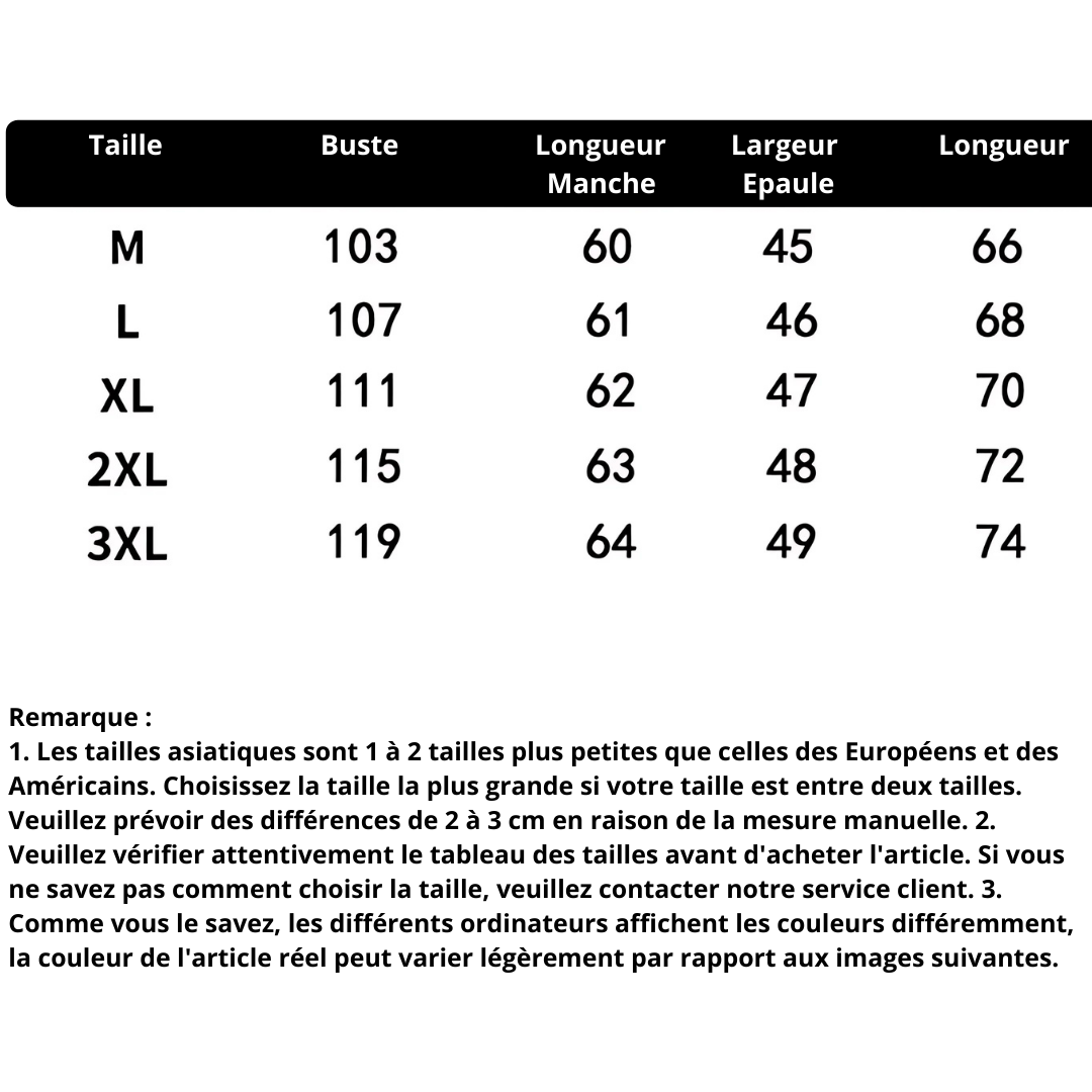 Veste décontractée pour homme d'automne Blanc ou Noir